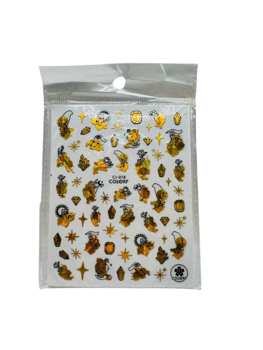 Gold & Black Floral & Abstract Nail Art Stickers 9 Sheets Self-Adhesive Manicure